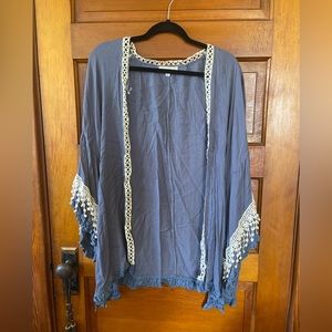 Blue Umgee Kimono with crochet details